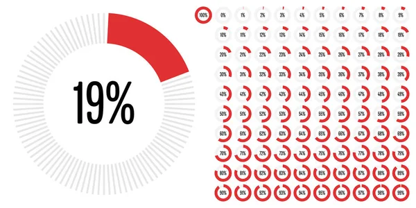 Daire Yüzde Diyagramlara 100 Hazır Kullanımlı Web Tasarım Kullanıcı Arabirimi — Stok Vektör