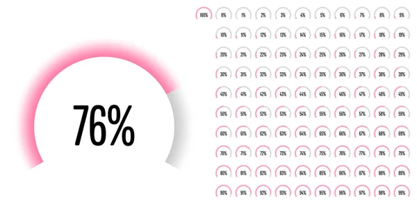 Conjunto Diagramas Percentuais Setor Circular 100 Prontos Usar Para Web —  Vetores de Stock