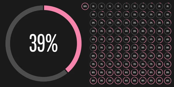 Sada Kruh Diagramy Procento 100 Ready Použití Pro Návrh Webu — Stockový vektor