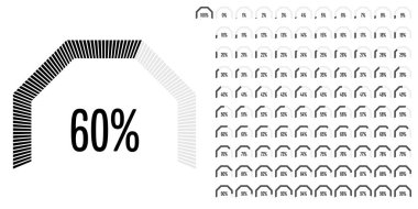 Dairesel sektör yüzde diyagramlara 100 hazır kullanımlı web tasarım, kullanıcı arabirimi (UI) veya Infographic - gösterge siyah 0 set