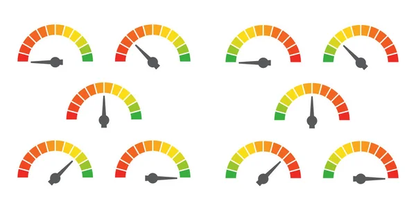 メーター記号インフォ グラフィック ゲージ緑と赤で示したベクトル図の緑に赤からの要素 — ストックベクタ