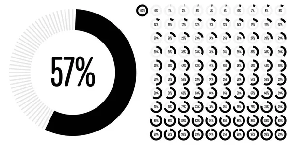 Zestaw Diagramów Procentowych Koło 100 Gotowych Użycia Dla Web Design — Wektor stockowy