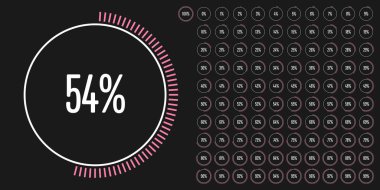 Daire yüzde diyagramlara 100 hazır kullanımlı web tasarım, kullanıcı arabirimi (UI) veya Infographic - pembe göstergesiyle 0 set