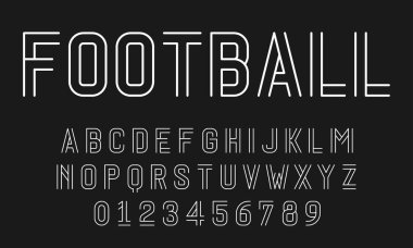 Alfabe yazı tipi harfleri kümesi ve çizgiler vektör illüstrasyonlu modern soyut tasarımı numaralar