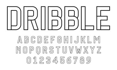 Alfabe yazı tipi harfleri kümesi ve çizgiler vektör illüstrasyonlu modern soyut tasarımı numaralar