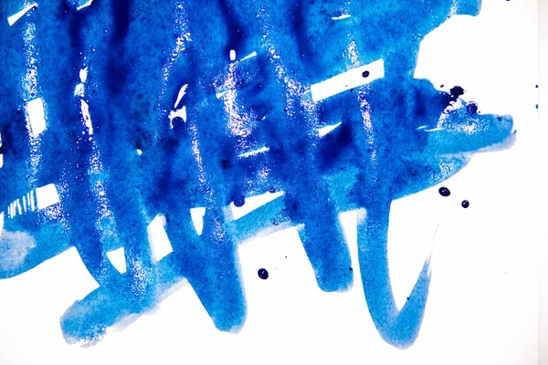 Kobaltkék akvarell háttér elszigetelt fehér. Akvarell kék háttér. hanyag stroke, és a csepp. másol hely — Stock Fotó
