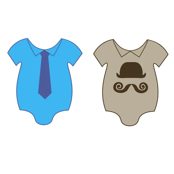 Den vektor illustrationen med baby organ med en slips och hatt för pojkar, Tvillingar bilder. första kläder för nyfödda — Stock vektor