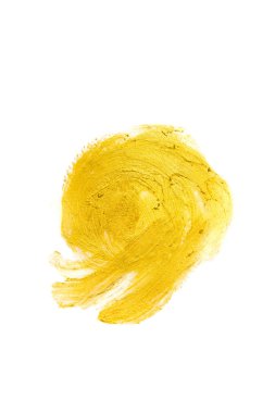 Altın suluboya doku boya leke soyut resim. Sen şaşırtıcı tasarım projesi parlayan fırça darbesi. arka plan. izole