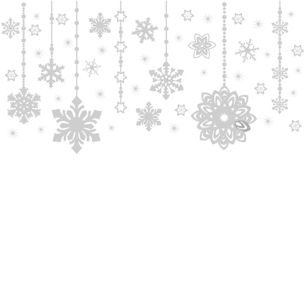 Abstrakta Merry Christmas Ornament design, juldekorationer. sömlös smattra. grå på vit. Eleganta nyår bakgrund. Vinter semester bakgrunden gjort snöflingor med tomt utrymme din text — Stock vektor