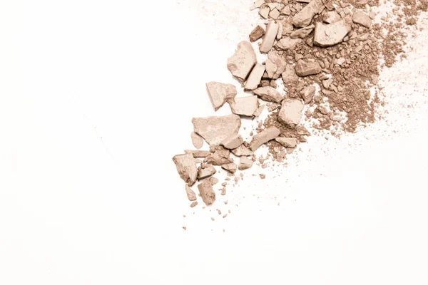 Various foundation powder makeup brushed on white background. Isolated — Stock Photo, Image