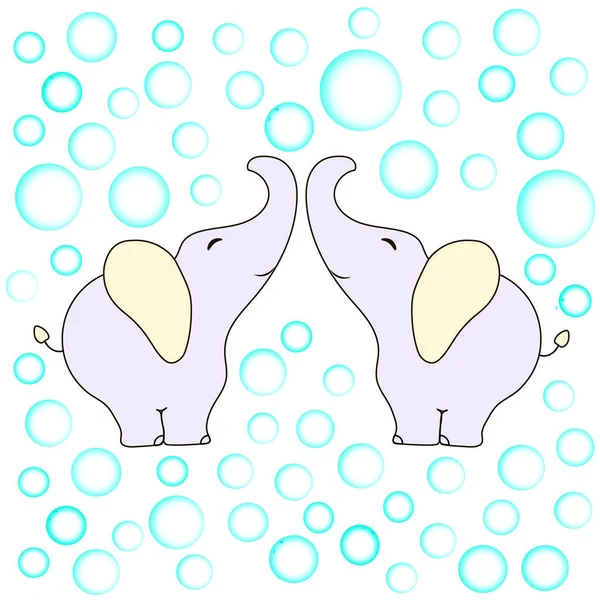 Miminko, dvojče děti sloni v bublině. vektor — Stockový vektor