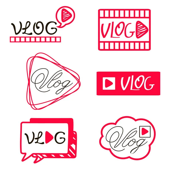 Vlog ou vidéo blogueurs boutons de canal réglés. Illustration vectorielle . — Image vectorielle