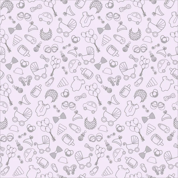 Baby background. Vector seamless pregnancy pattern. for  Shower. outline — Stock Vector