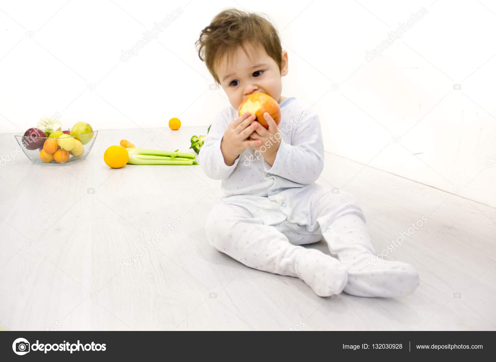 Baby Boy Eating Healthy Food Isolated Stock Photo Baby Boy Eating Healthy Food Isolated Stock Photo