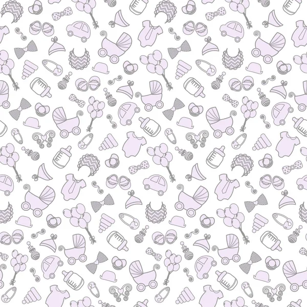 Baby background. Vector seamless pregnancy pattern. for Shower. outline — Stock Vector