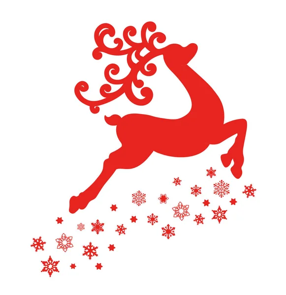 Векторная иллюстрация красного северного оленя на белом фоне — стоковый вектор