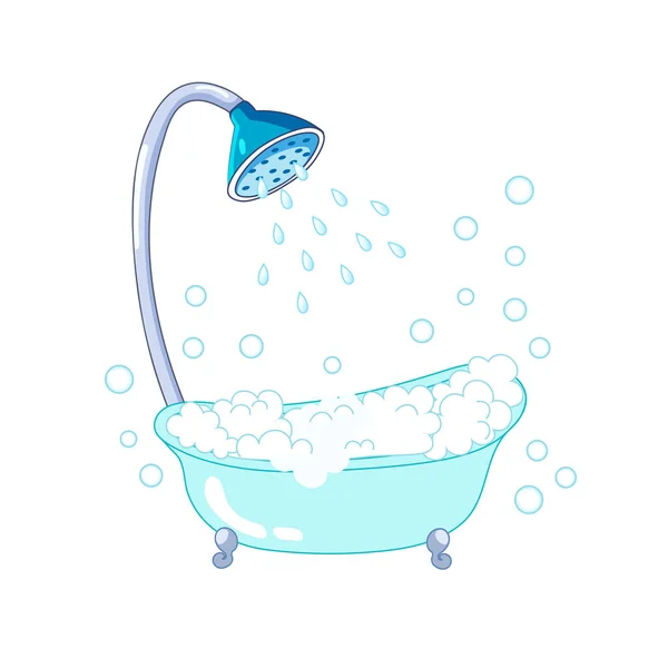 Vintage pençe ayaklı küvet alma güzel illüstrasyon köpük ve kabarcıklar,