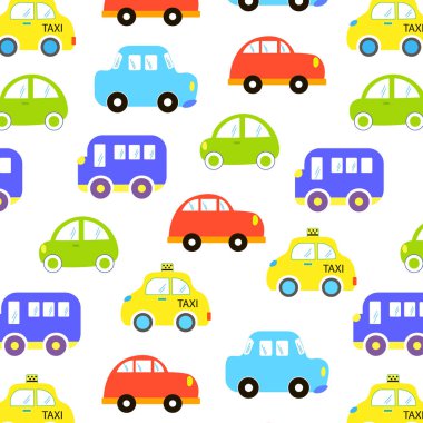 çocuklar için bebek arka plan. Ulaşım renkli araba desen vektör çizim vektör
