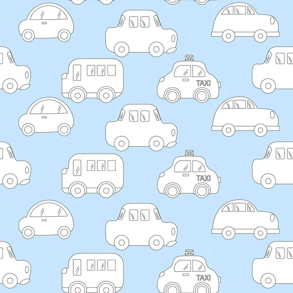 Tło dla chłopców. Wektorowych ilustracji wektorowych transport niebieski samochód wzór — Wektor stockowy