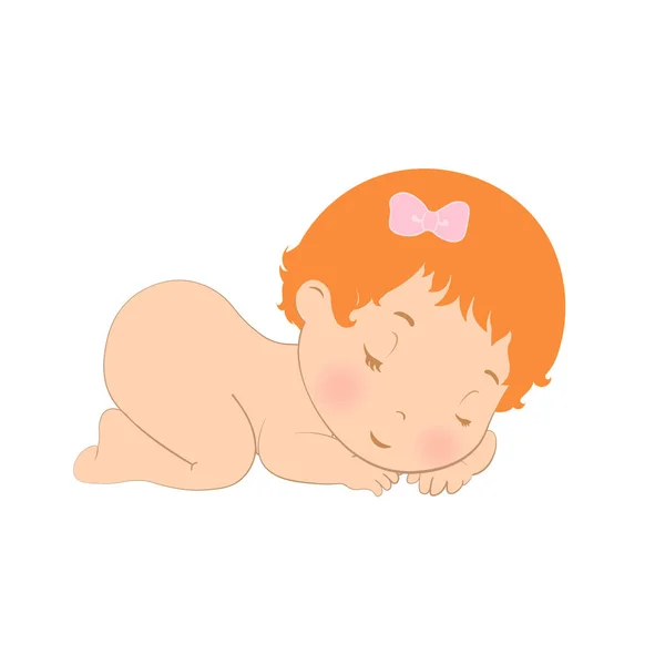 Schlaf-Baby-Logo-Symbol. süßes Mädchen schlafend nackt Neugeborenes auf weißem Hintergrund, Vektorillustration. niedliche Illustration des Schlafes von Kindern — Stockvektor