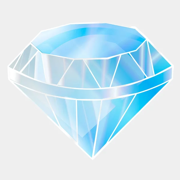 Cristal bleu diamant. Pierre précieuse de rodolite. Élément original pour le design . — Image vectorielle