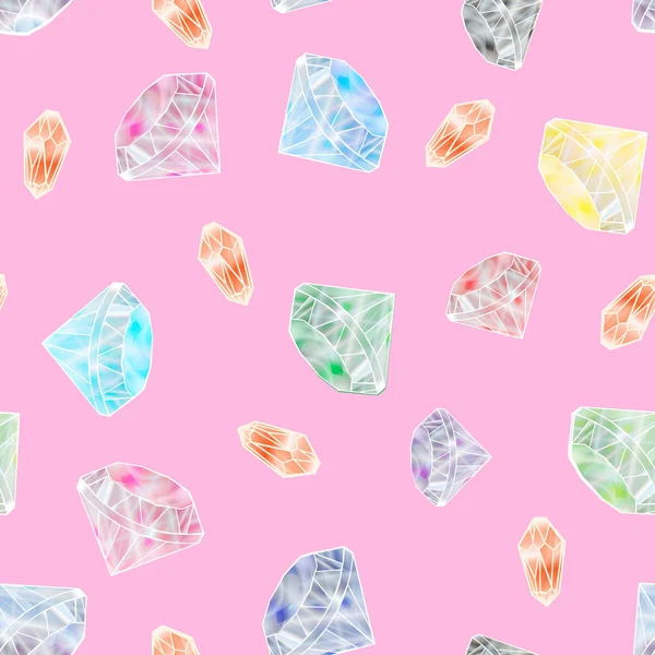 Colorful beautiful shining crystals diamonds precious stones seamless ...