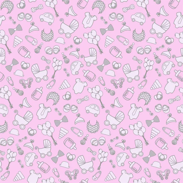 Baby girls seamless pattern background. baby background. Vector seamless pregnancy pattern. for Shower. — Stock Vector