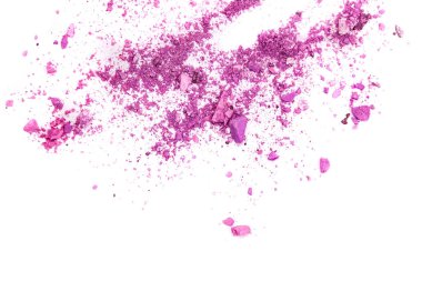 Göz farı kozmetik toz kopya alanı dağınık. Beyaz arka plan üzerinde izole çeşitli kümesi. Moda ve güzellik kavramı sanayi. Metin, doku mineral makyaj için soyut, yer