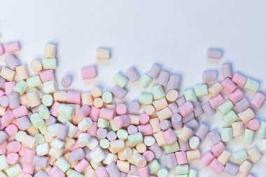 Pastel Şekerleme Şekerleme Üst Görünümü Bazı Soluk Beyaz Masa Dağılmış