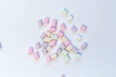 Pastel Şekerleme Şekerleme Üst Görünümü Bazı Soluk Beyaz Masa Dağılmış