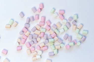 Pastel Şekerleme Şekerleme Üst Görünümü Bazı Soluk Beyaz Masa Dağılmış