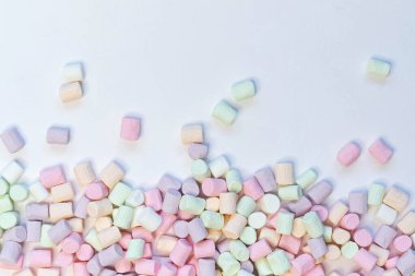 Pastel Şekerleme Şekerleme Üst Görünümü Bazı Soluk Beyaz Masa Dağılmış