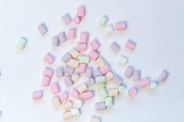 Pastel Şekerleme Şekerleme Üst Görünümü Bazı Soluk Beyaz Masa Dağılmış