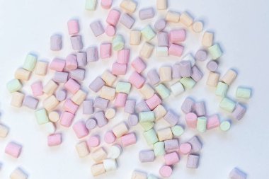 Pastel Şekerleme Şekerleme Üst Görünümü Bazı Soluk Beyaz Masa Dağılmış