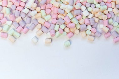 Pastel Şekerleme Şekerleme Üst Görünümü Bazı Soluk Beyaz Masa Dağılmış