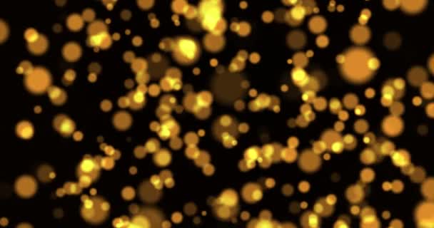 abstrait isolé flou festive jaune orangé lumières avec bokeh. Étoiles circulaires étincelantes mouvement animation 3D. Concept de vacances toile de fond avec des formes brillantes scintillantes. Clignotant lumières arbre de Noël 