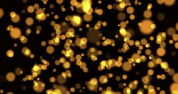 Resumen aislado borroso festivo amarillo naranja luces con bokeh. Estrellas circulares brillantes movimiento animación 3D. Fondo de concepto de vacaciones con brillantes formas brillantes. Parpadeando luces del árbol de Navidad — Vídeo de stock