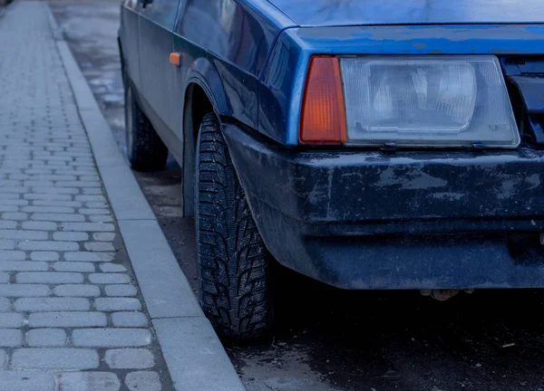 Brand New Car Tire Closeup Photo. Modern Car Tire