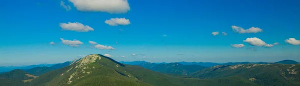 Hermoso paisaje montañoso, con picos montañosos cubiertos de bosque y un cielo nublado. Ucrania montañas, Europa — Foto de Stock