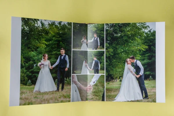 Luxo álbum de fotos de casamento de couro branco e livro de fotos — Fotografia de Stock