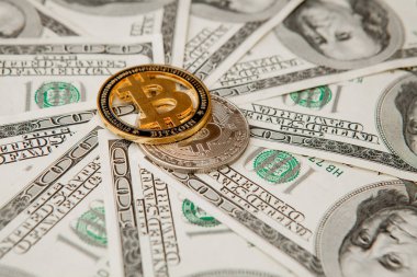 Amerikan dolarları üzerinde Bitcoin. Elektronik para değişimi kavramı