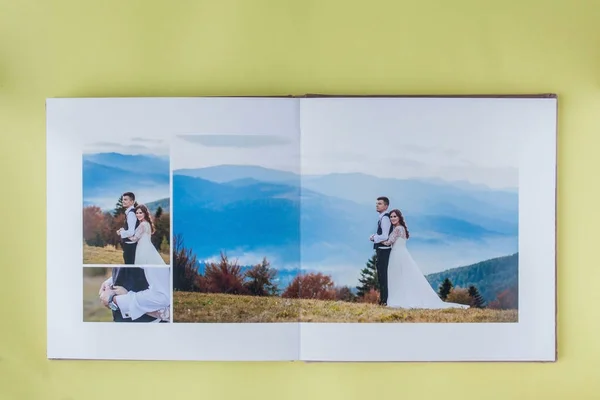 Luxo Álbum Fotos Casamento Couro Branco Livro Fotos — Fotografia de Stock