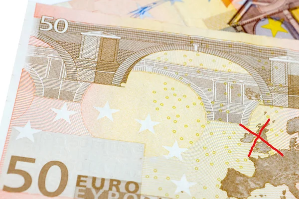 Fünfzig Euro Scheine Isoliert Auf Weißem Hintergrund — Stockfoto