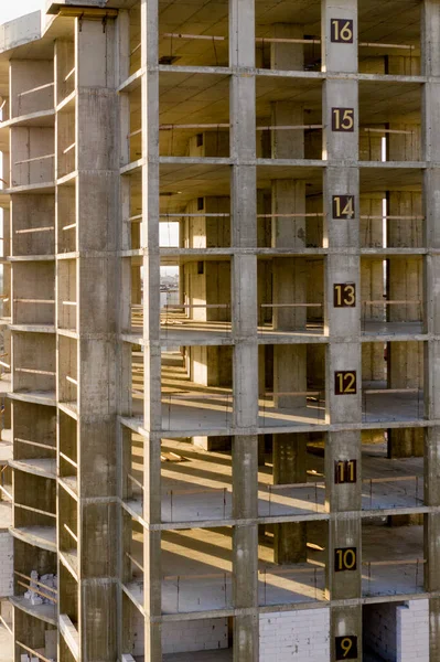 Luftaufnahme Des Betonrahmens Eines Bau Befindlichen Hohen Wohnhauses Einer Stadt — Stockfoto