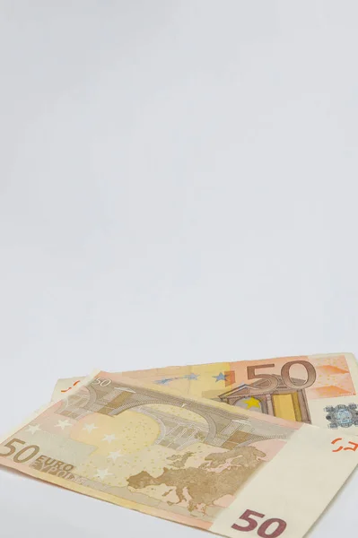 Fifty Euro Banknotes Isolated White Background — Stock Photo, Image