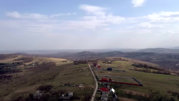 Strada Campagna Circondato Una Natura Verde Lussureggiante Top Immagine Aerea — Video Stock