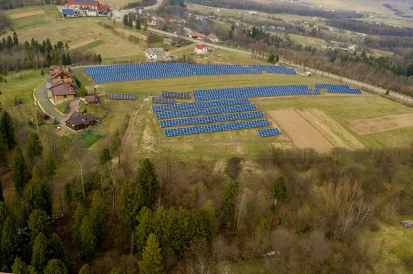 Luftaufnahme Des Großen Feldes Der Solar Photovoltaik Paneel System Produziert — Stockfoto