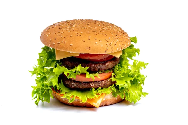 Cheeseburger Nebo Hamberger Bílém Pozadí Rychlé Občerstvení — Stock fotografie