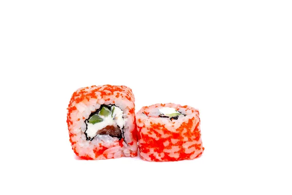 Sushi Filadelfia Dos Rollos Aislados Sobre Fondo Blanco —  Fotos de Stock