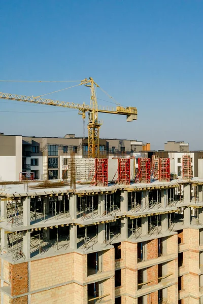 Construcția Construcția Clădiri Înalte Industria Construcțiilor Echipamente Lucru Lucrători Vedere — Fotografie, imagine de stoc